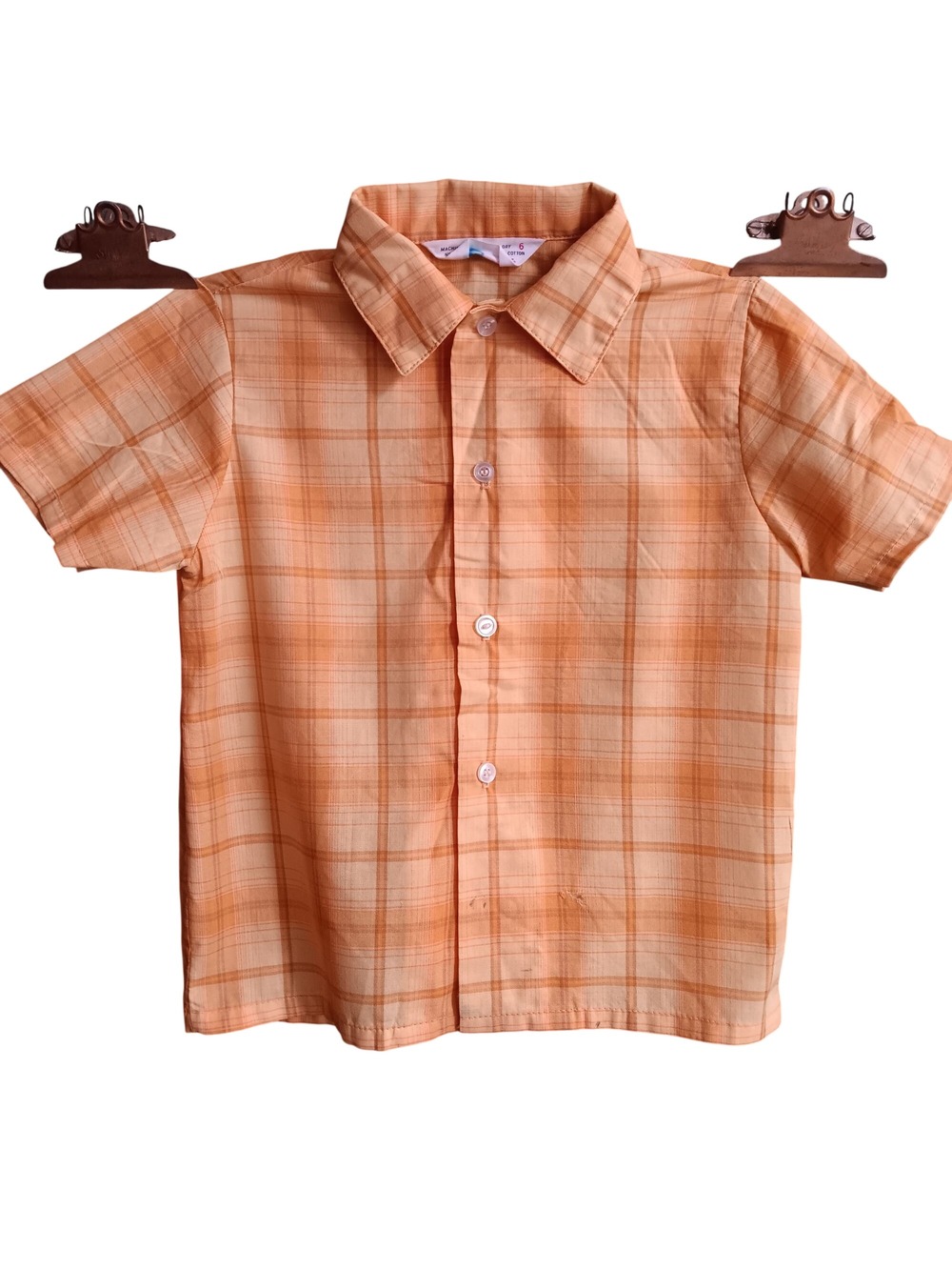 Perma-Prest Vintage Boys 6 Shirt Sears 1960's Plaid Polyester/Cotton Blend USA